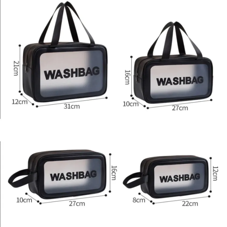 2 PCS Frosted Translucent Waterproof Storage Bag Cosmetic Bag Swimming Bag Wash Bag Black M 2 Handles