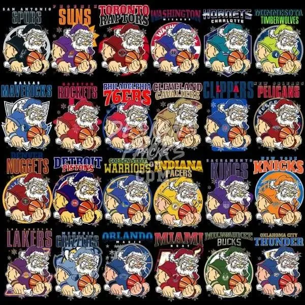 26 Santa Christmas Basketball Teams Designs Bundle PNG