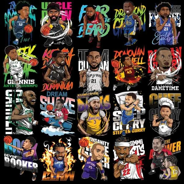 40 Cartoon Basketball Players Designs Bundle PNG