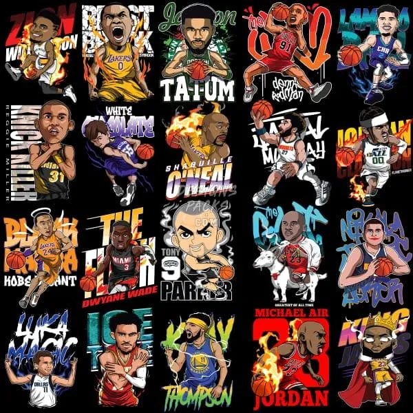 40 Cartoon Basketball Players Designs Bundle PNG