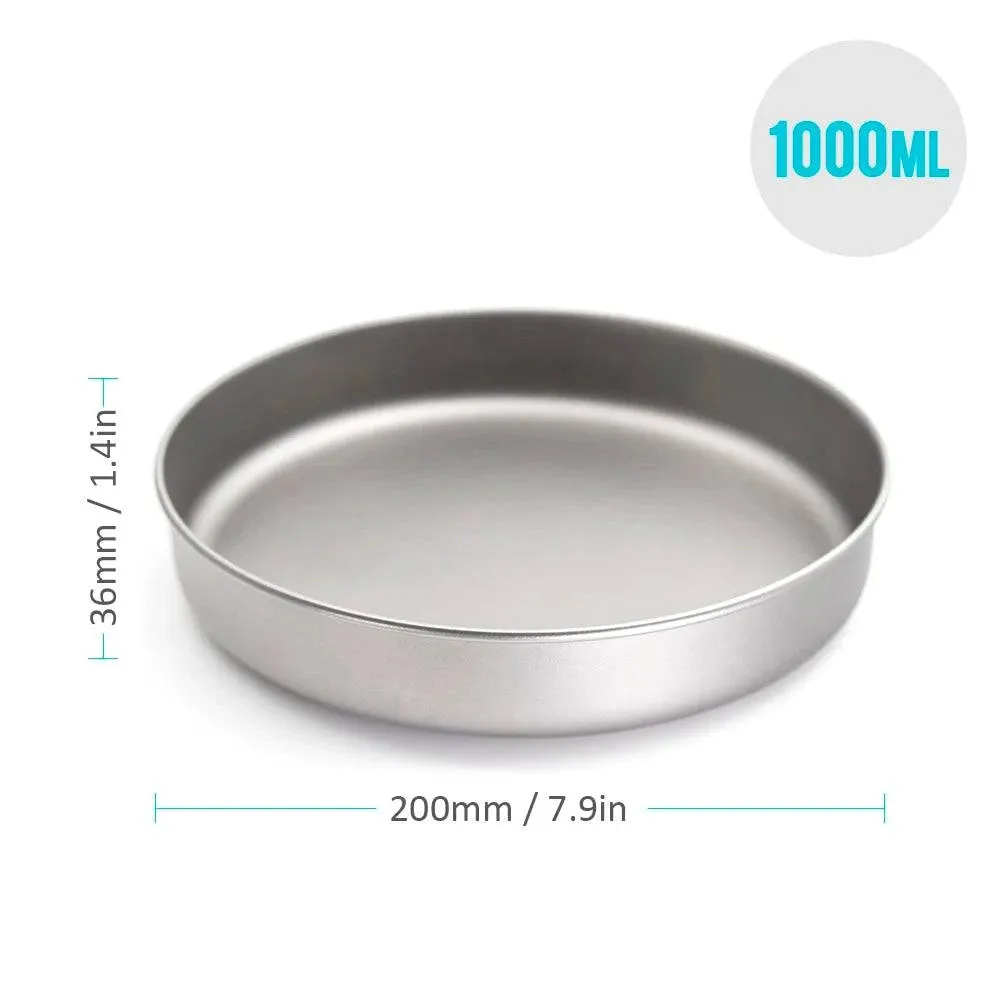 750ml/1000ml Ultralight Titanium Frypan Outdoor Camping Hiking Tableware Cookware Picnic Cooking Frying Pan