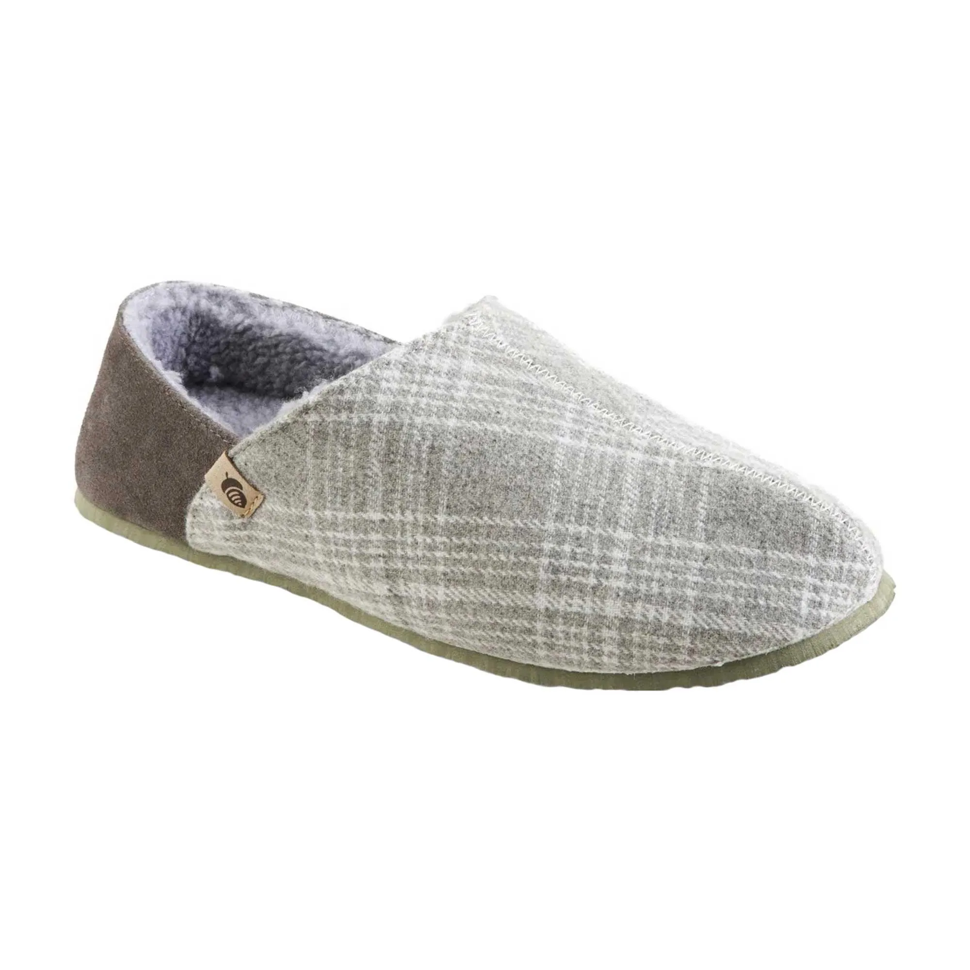 Acorn Men's Slippers - Parker Algae Sole Grey Plaid Flannel, Large | A20158GPLML