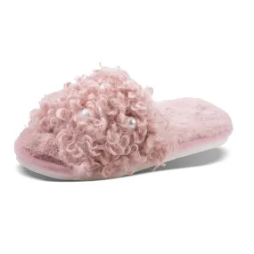 Amanda Blue Mauve Curly Pearl Slippers (Large 10-11)