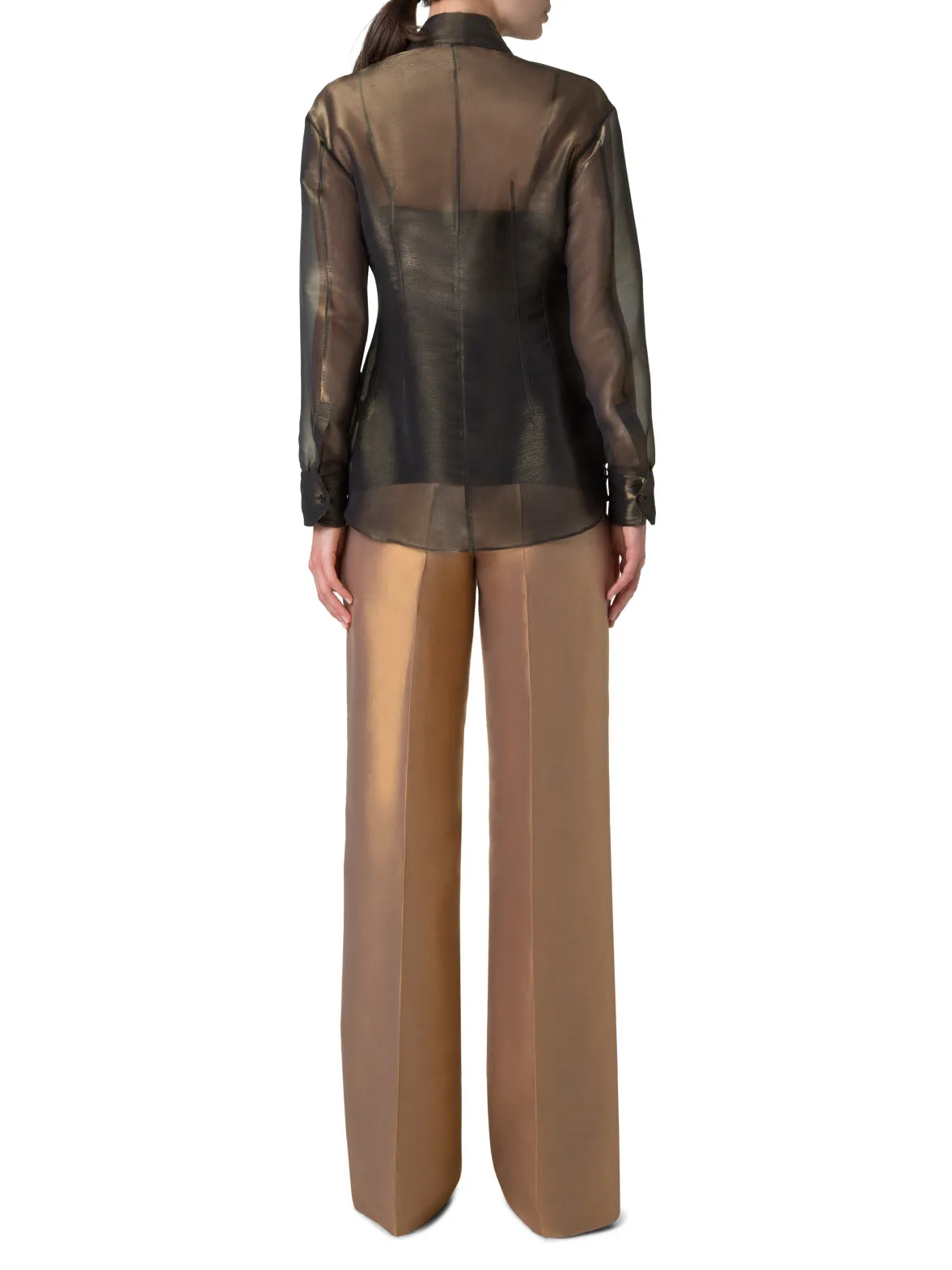 Blouse in Sheer Organza Silk with Gold Shimmer