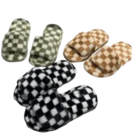 Checkered Fuzzy Slippers