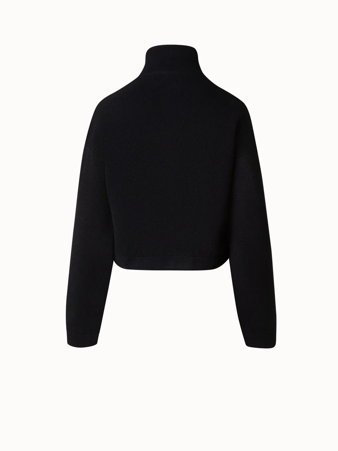 Cropped Cashmere Piqué Cardigan with Zip