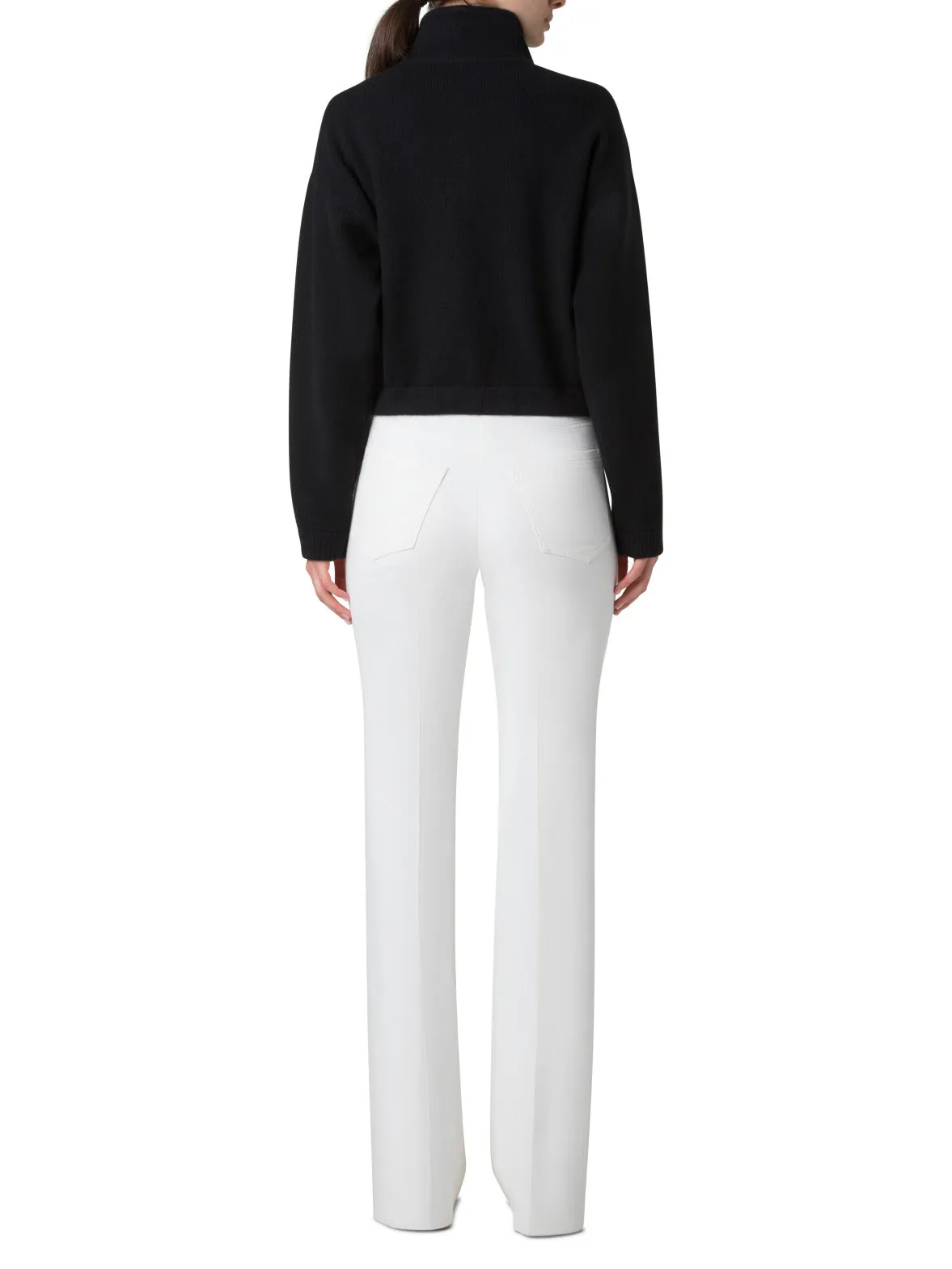 Cropped Cashmere Piqué Cardigan with Zip