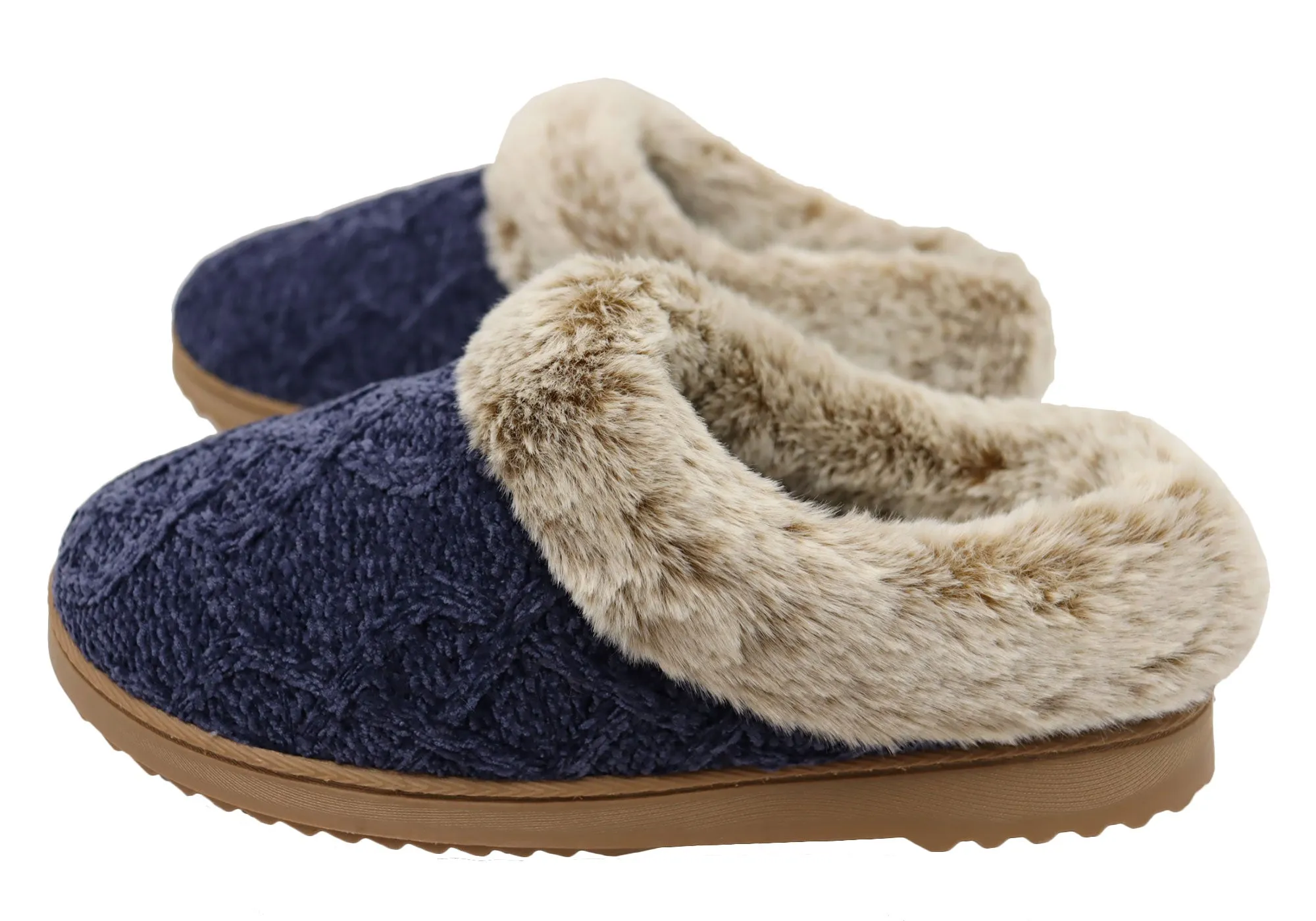 Dearfoams Womens Comfortable Hannah Chenille Knit Clog Slippers