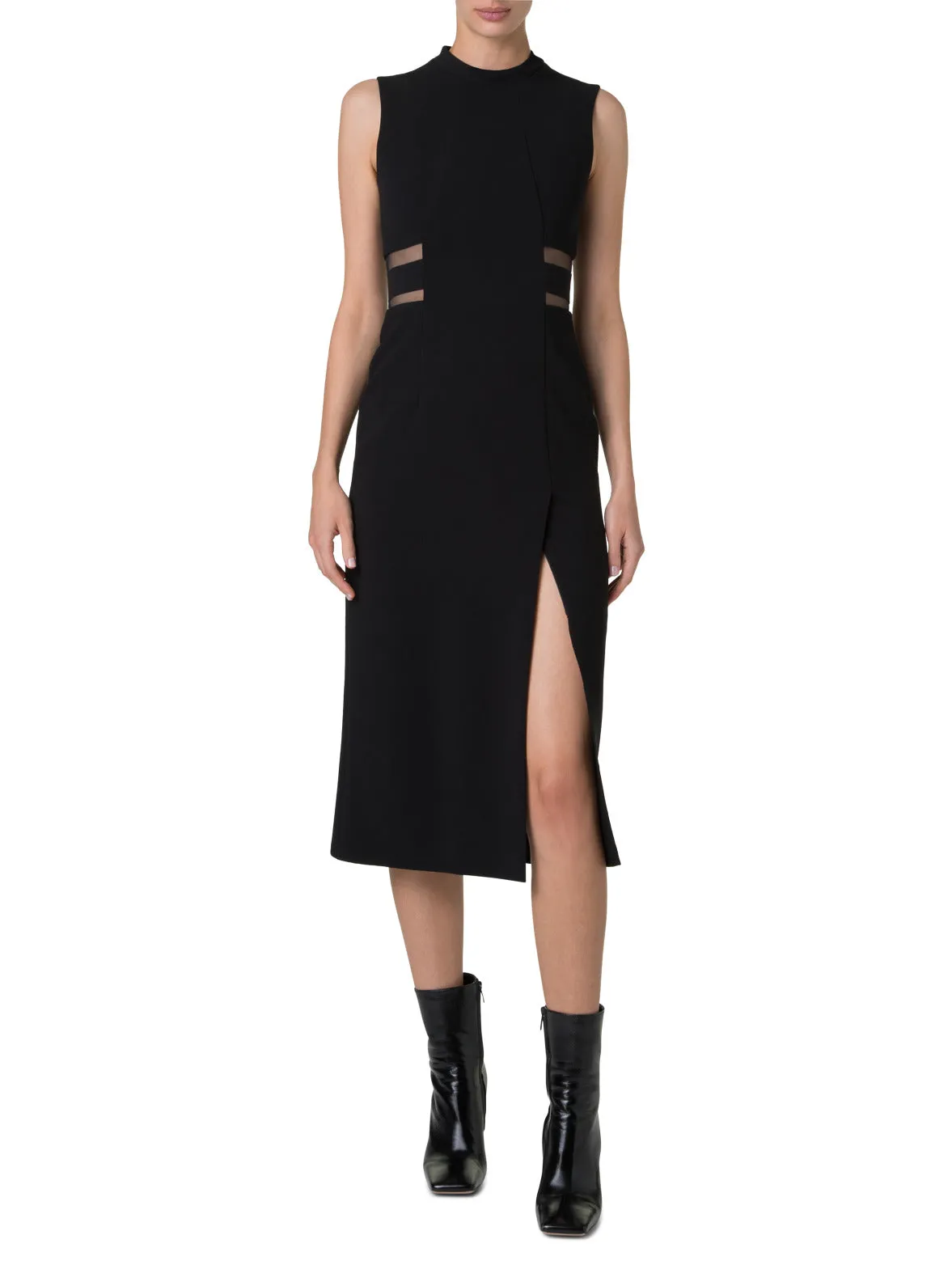 Evening Sheath Dress with Tulle Waist Inset