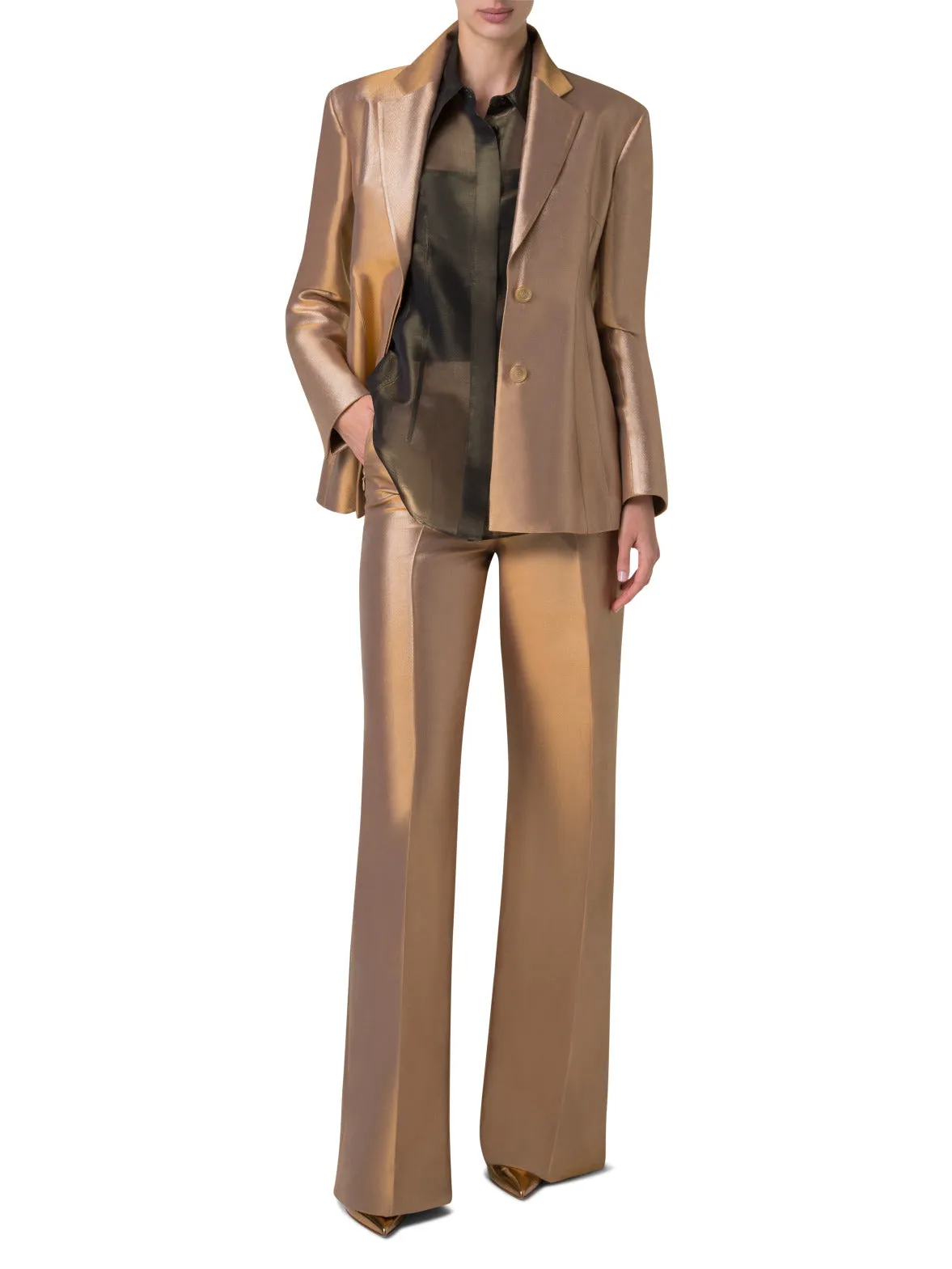 Fitted Single Breasted Jacket in Golden Lurex