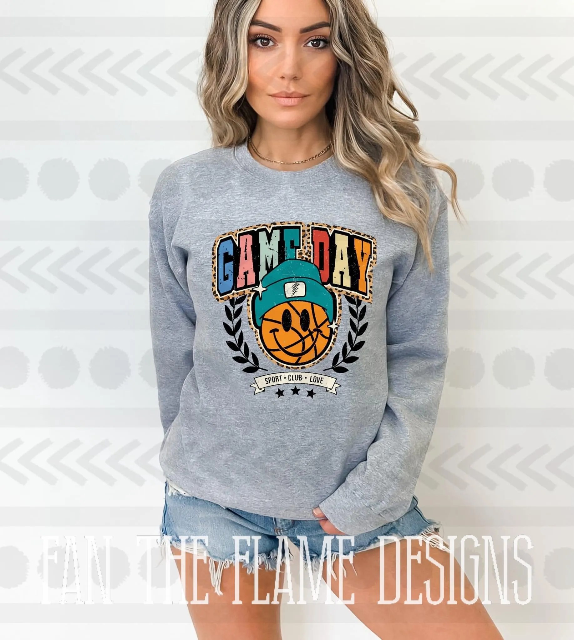 Game day basketball leopard tee/sweatshirt