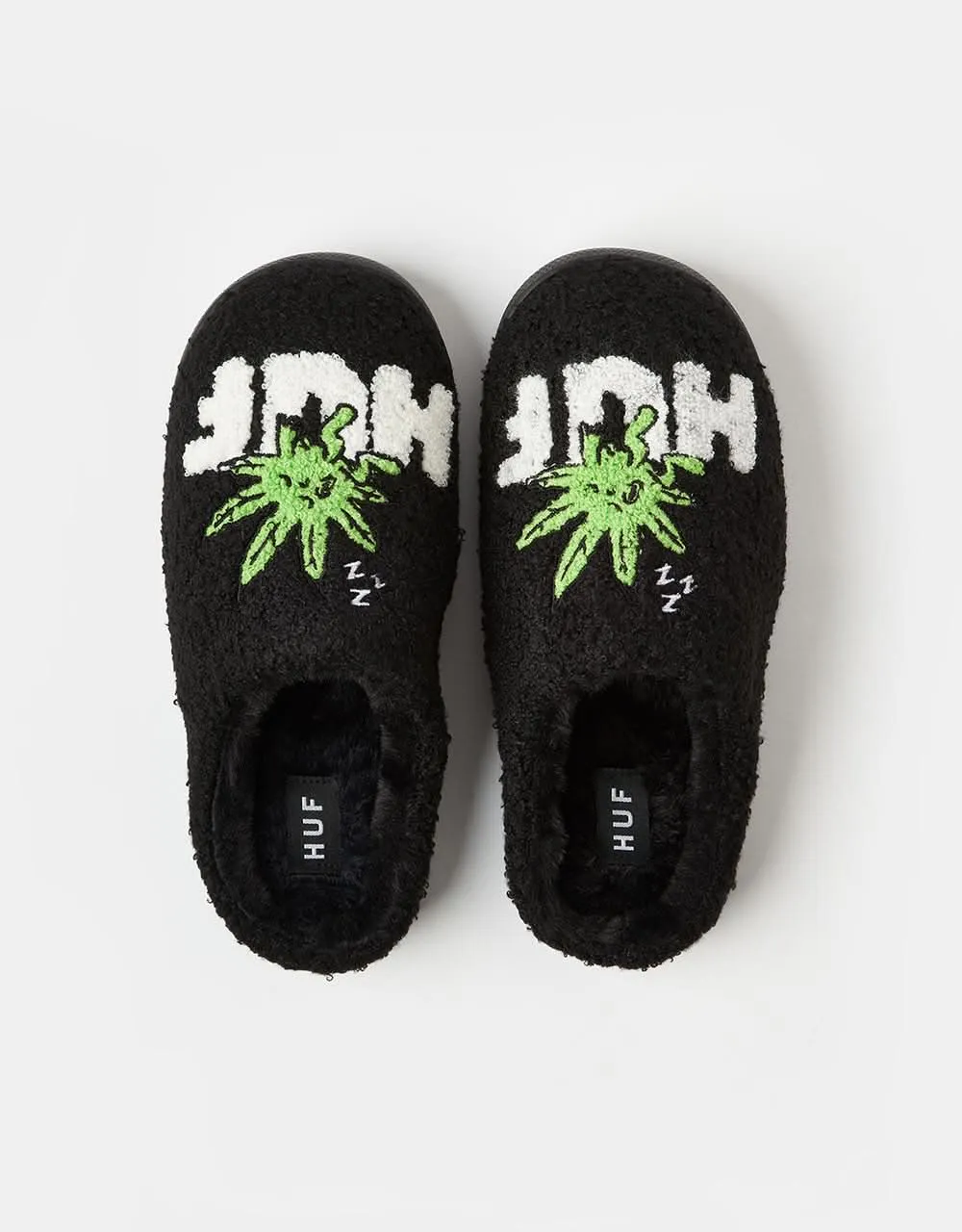 HUF Fuzzy Slippers - Black