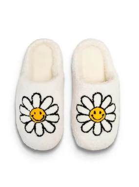 Indoor / Outdoor Slippers - Smiling Daisies - White: M/L