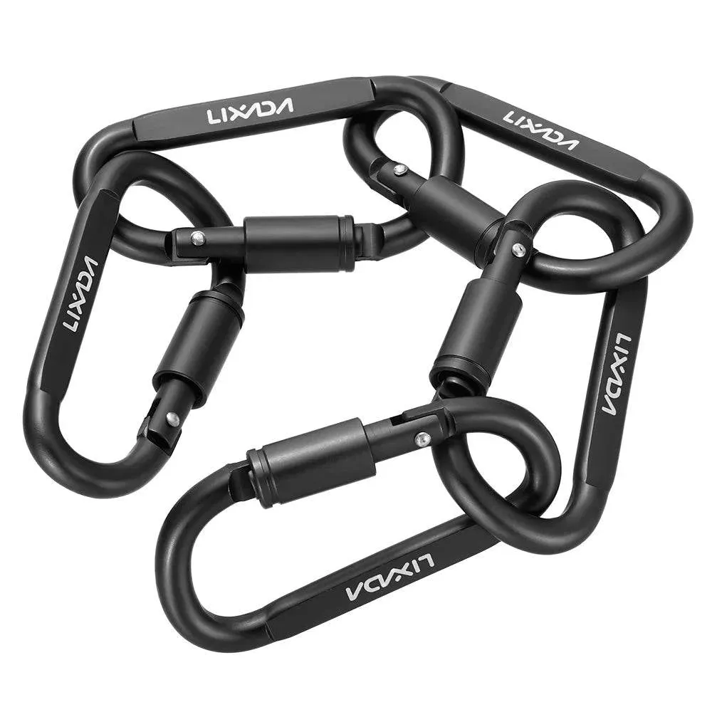 Lixada Aluminum Alloy Carabiner D-ring Key Chain Clip Locking Screw Hanging Snap Hook Buckle Carabine Camping Climbing Equipment