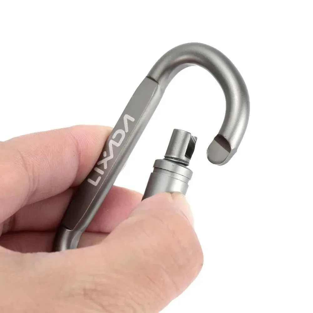 Lixada Aluminum Alloy Carabiner D-ring Key Chain Clip Locking Screw Hanging Snap Hook Buckle Carabine Camping Climbing Equipment