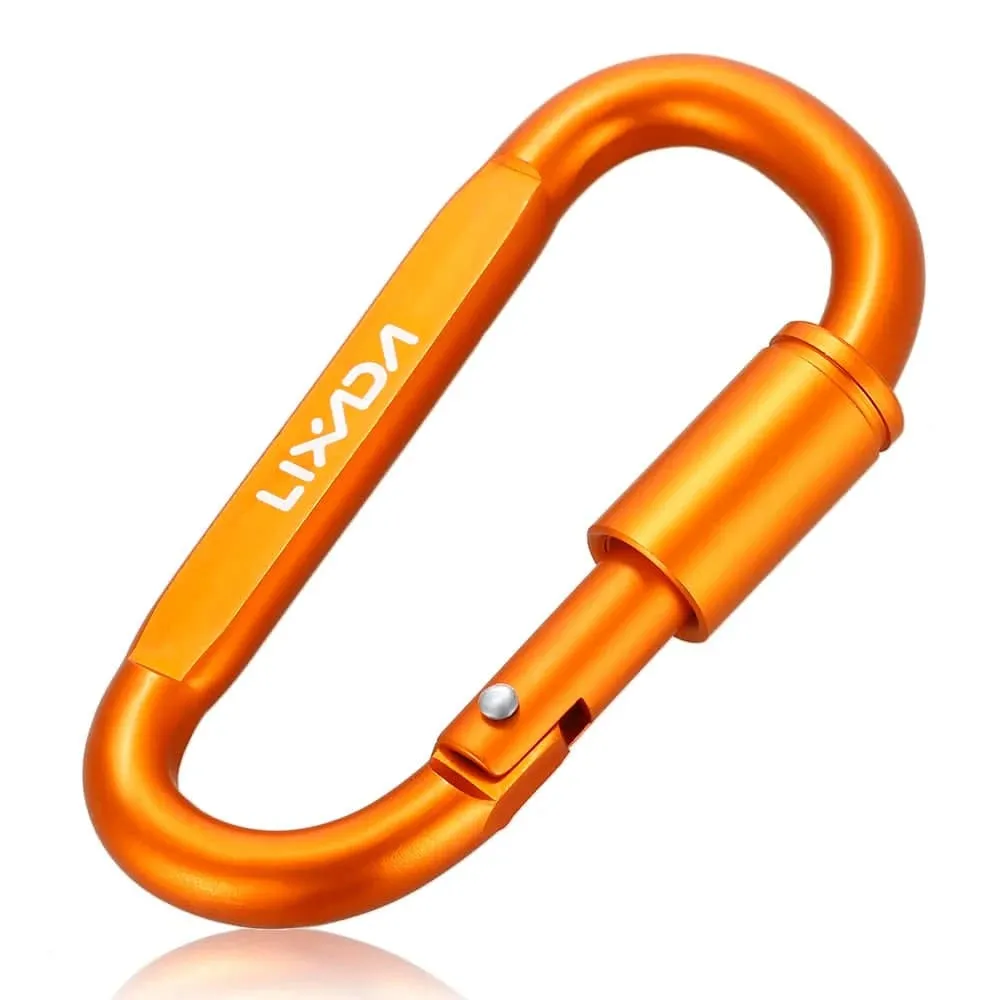 Lixada Aluminum Alloy Carabiner D-ring Key Chain Clip Locking Screw Hanging Snap Hook Buckle Carabine Camping Climbing Equipment