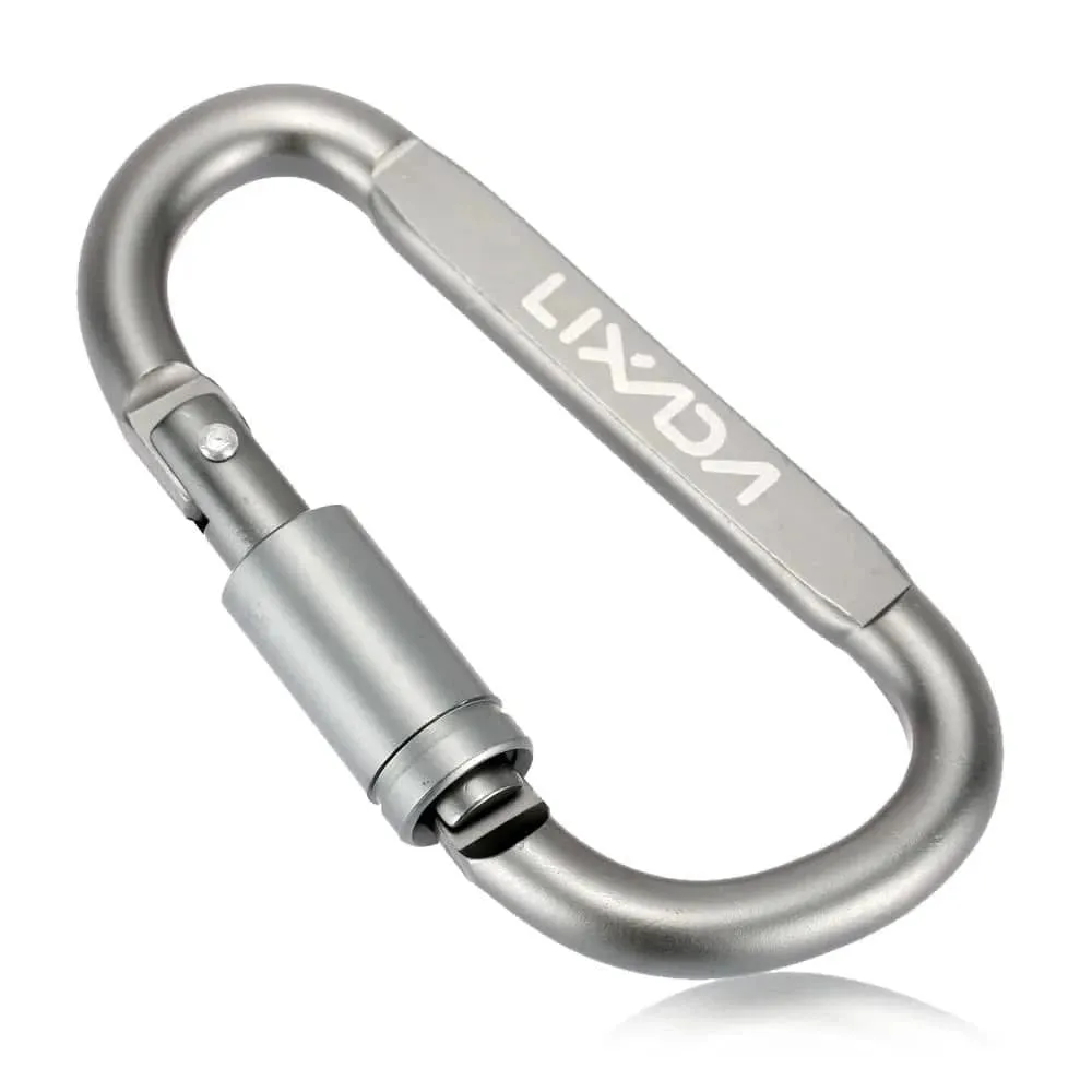 Lixada Aluminum Alloy Carabiner D-ring Key Chain Clip Locking Screw Hanging Snap Hook Buckle Carabine Camping Climbing Equipment