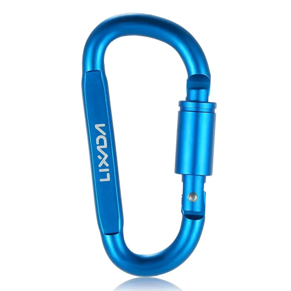 Lixada Aluminum Alloy Carabiner D-ring Key Chain Clip Locking Screw Hanging Snap Hook Buckle Carabine Camping Climbing Equipment