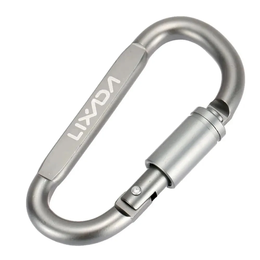 Lixada Aluminum Alloy Carabiner D-ring Key Chain Clip Locking Screw Hanging Snap Hook Buckle Carabine Camping Climbing Equipment