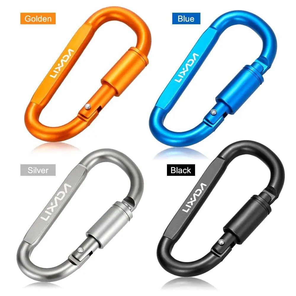 Lixada Aluminum Alloy Carabiner D-ring Key Chain Clip Locking Screw Hanging Snap Hook Buckle Carabine Camping Climbing Equipment