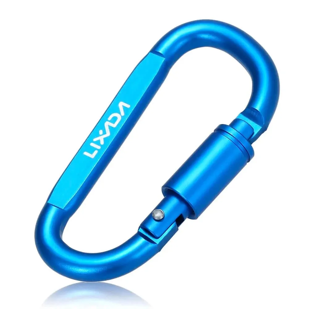 Lixada Aluminum Alloy Carabiner D-ring Key Chain Clip Locking Screw Hanging Snap Hook Buckle Carabine Camping Climbing Equipment