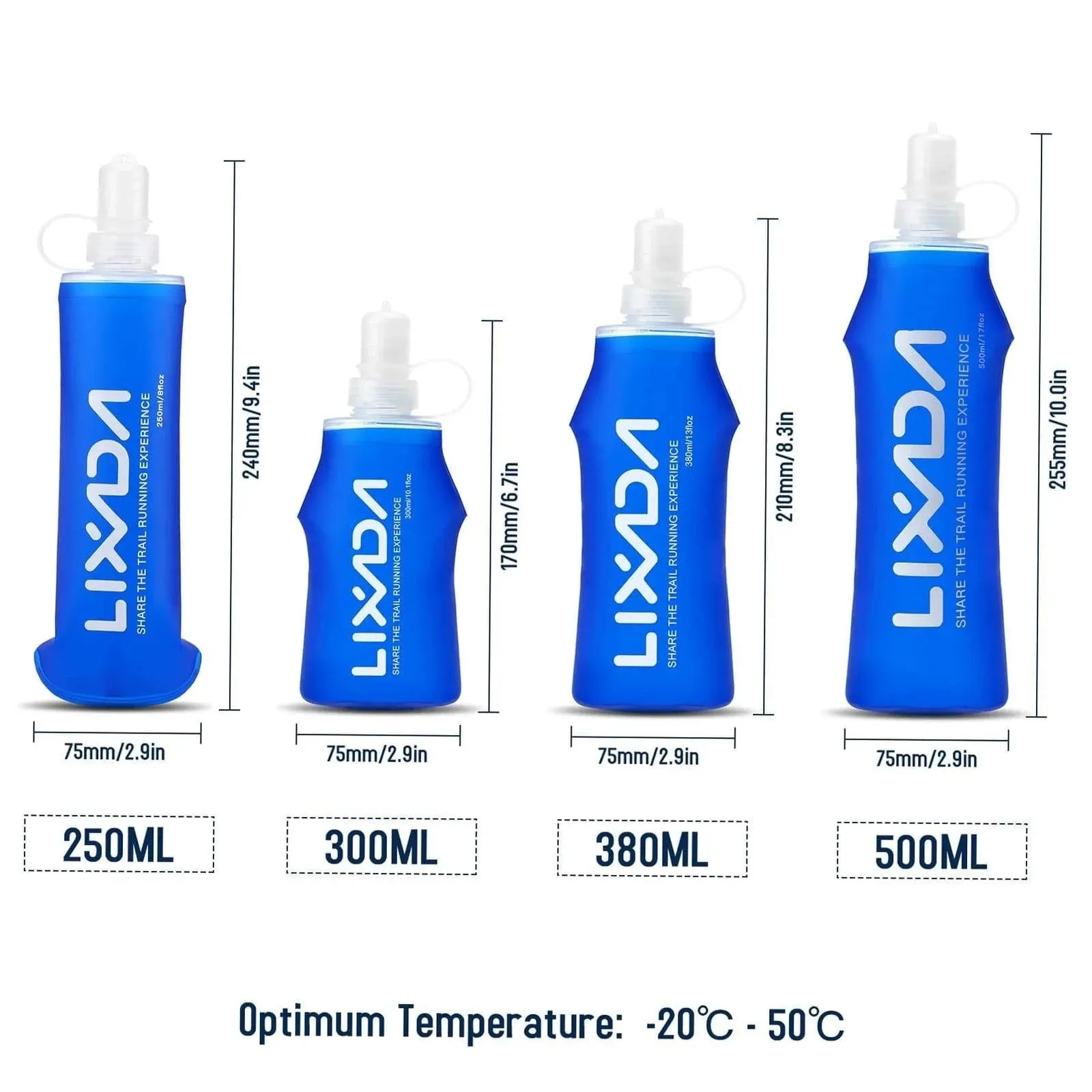 Lixada Soft Bottle Folding BPA Free Hydration Water Bottle for Outdoor Running Hiking Cycling