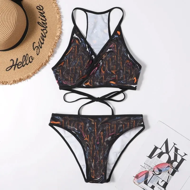 Luxury Designer Swimsuit with Captivating Letter Print