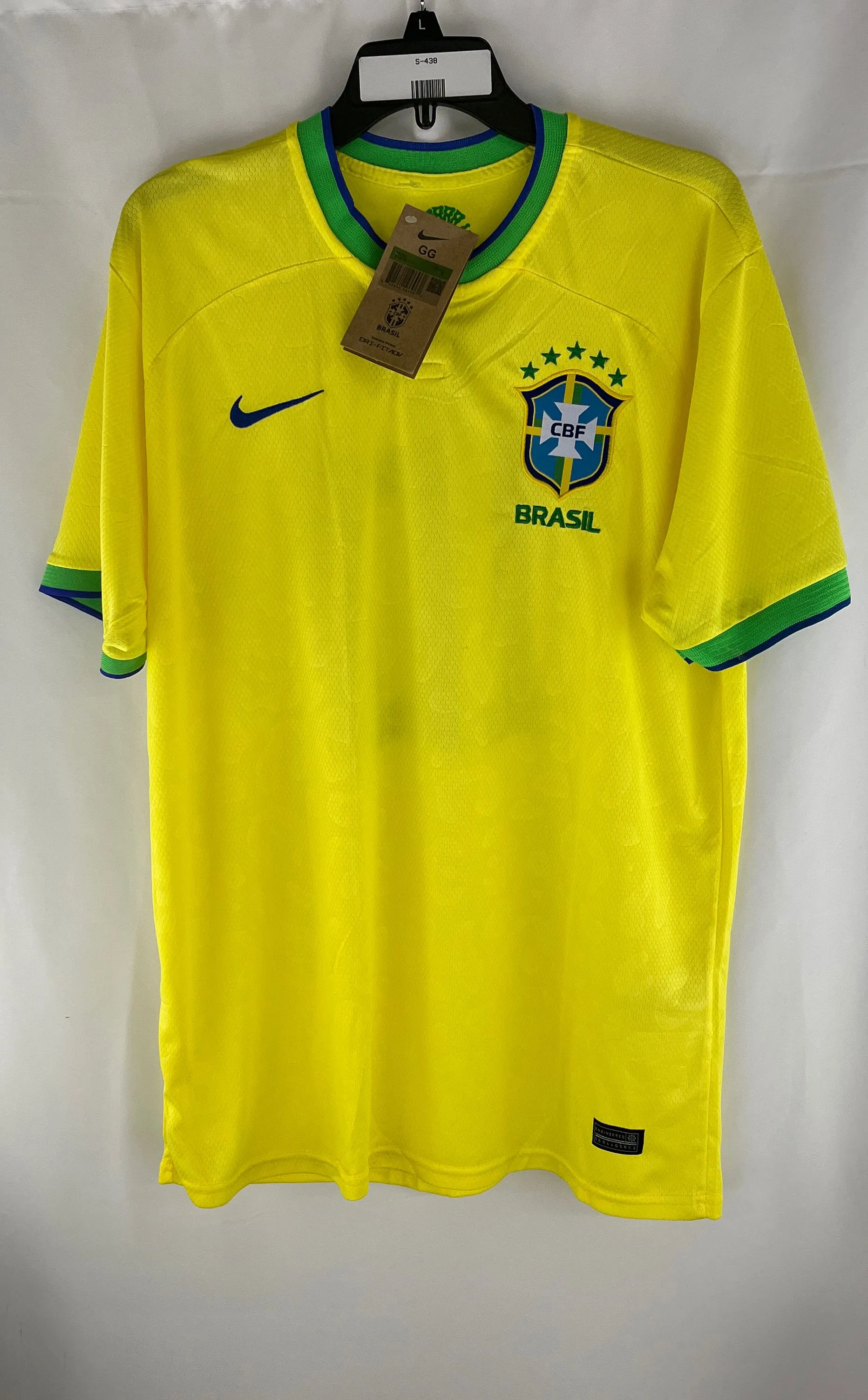 NIKE Men's Brazil National Soccer Team #10 Pele Jersey XL Dri-fit Yellow NWT