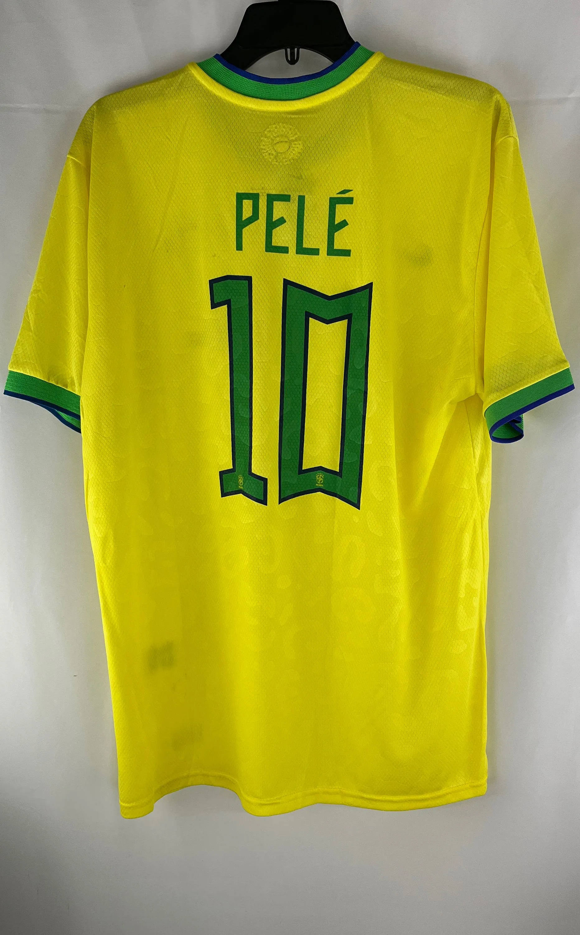 NIKE Men's Brazil National Soccer Team #10 Pele Jersey XL Dri-fit Yellow NWT