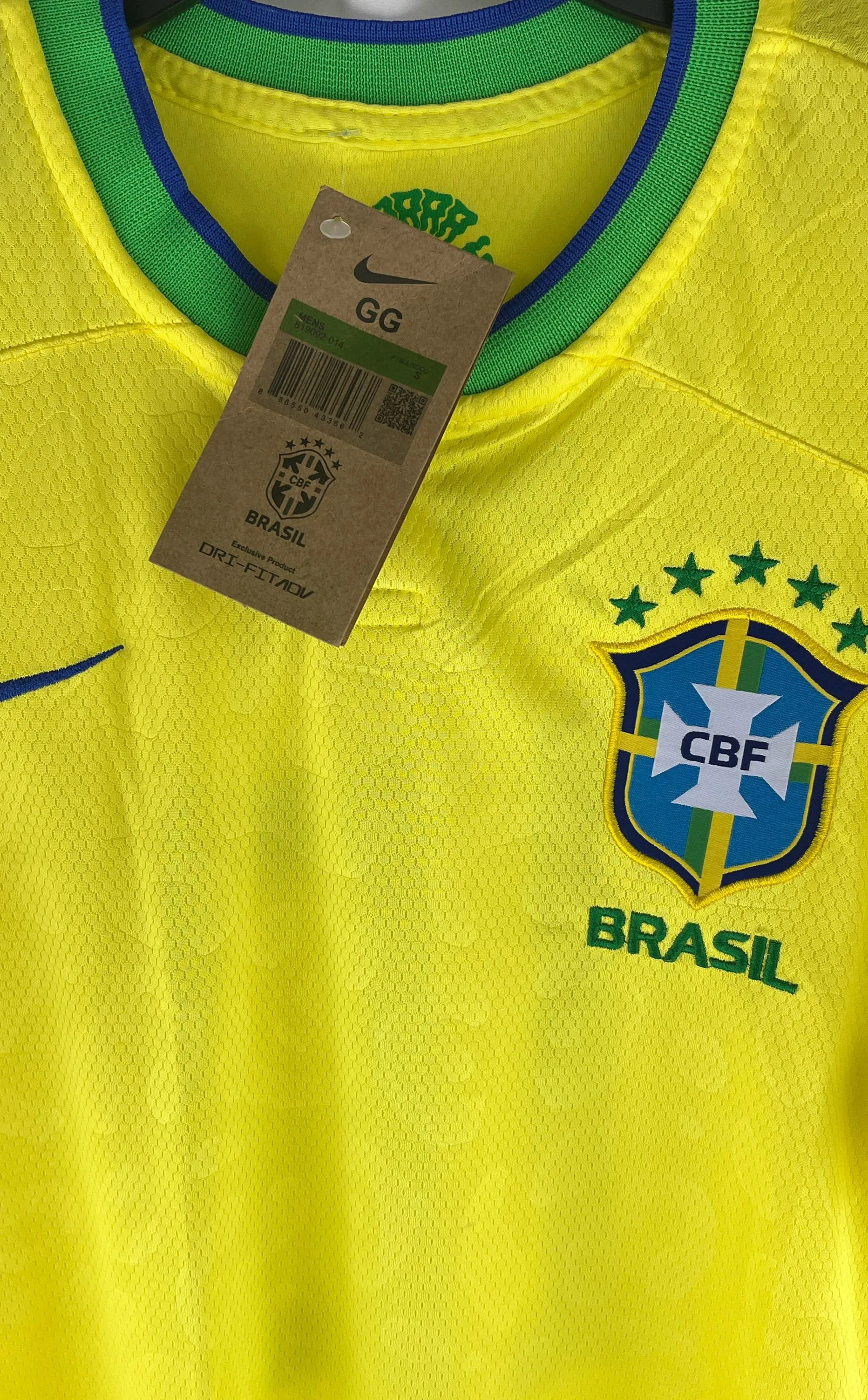 NIKE Men's Brazil National Soccer Team #10 Pele Jersey XL Dri-fit Yellow NWT