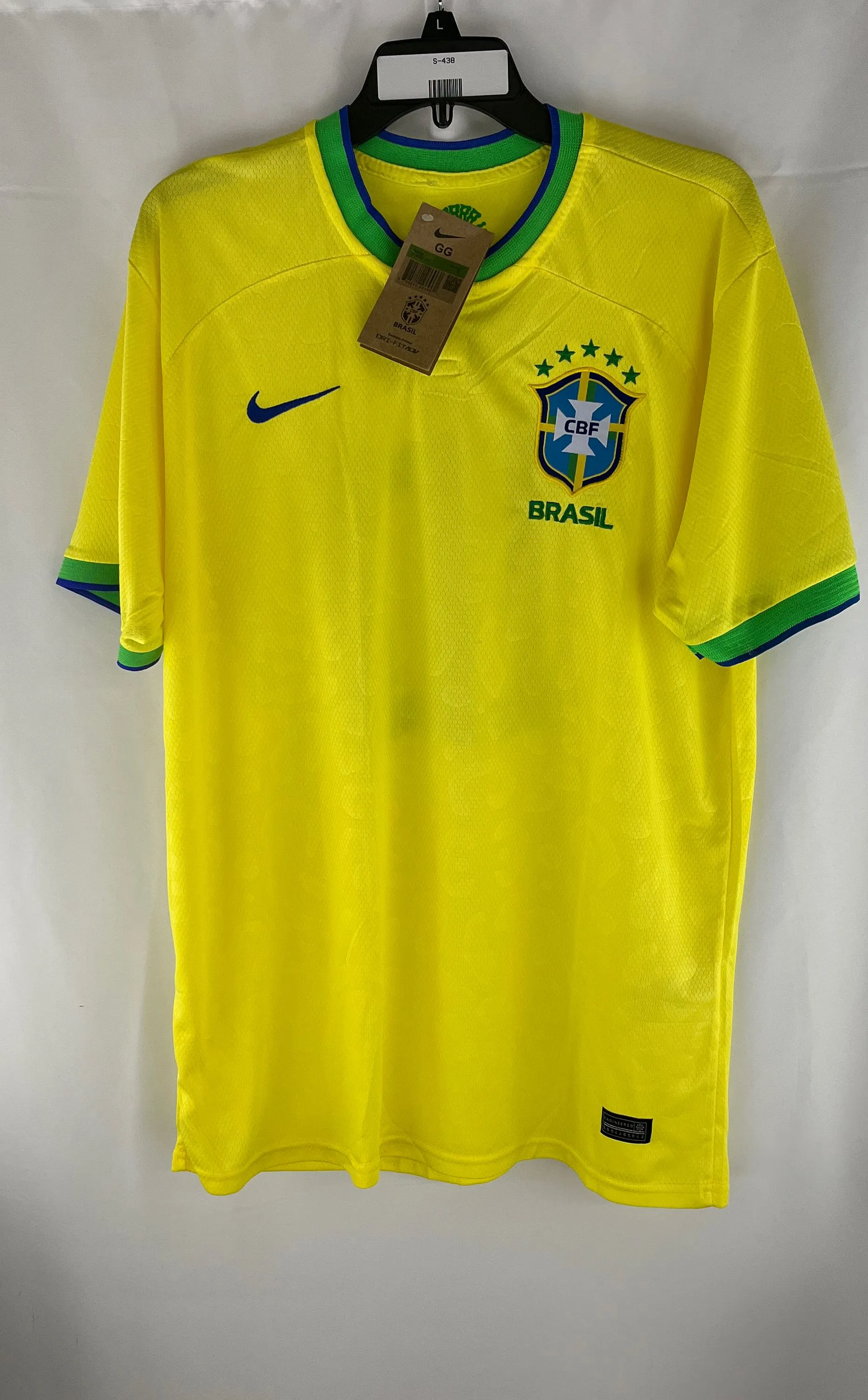 NIKE Men's Brazil National Soccer Team #10 Pele Jersey XL Dri-fit Yellow NWT