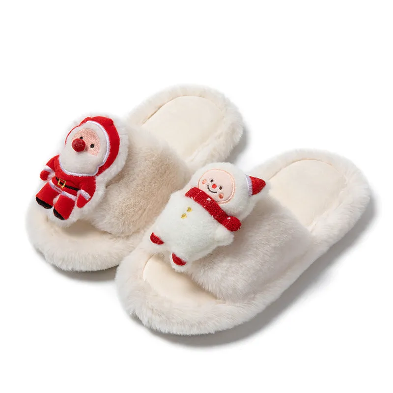 Santa Claus Plush Open-Toe Slippers – Cozy Up with Holiday Cheer!