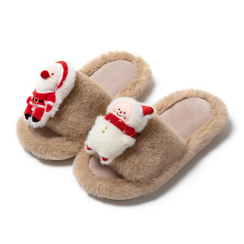 Santa Claus Plush Open-Toe Slippers – Cozy Up with Holiday Cheer!