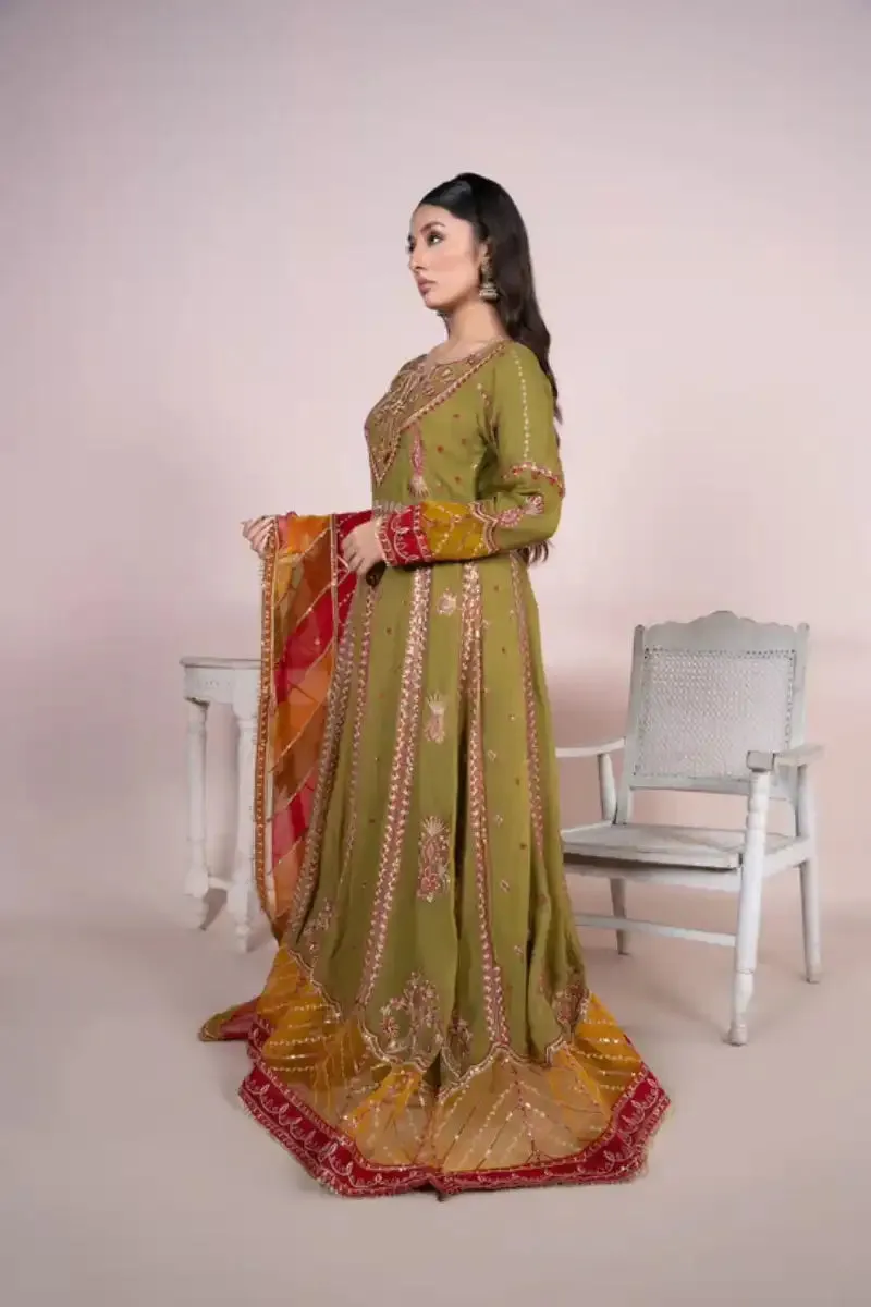 Sarajahan - Benazeer - Chiffon - Green - 3 Piece