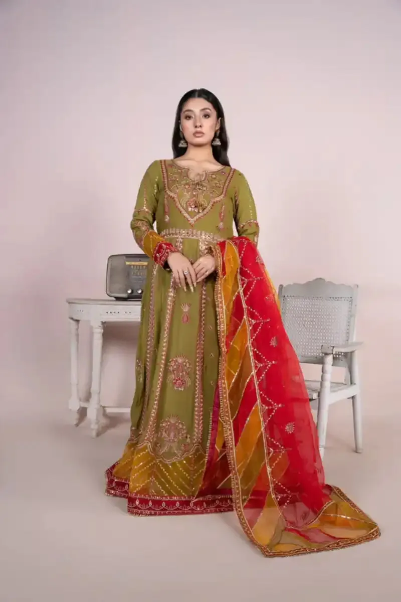 Sarajahan - Benazeer - Chiffon - Green - 3 Piece