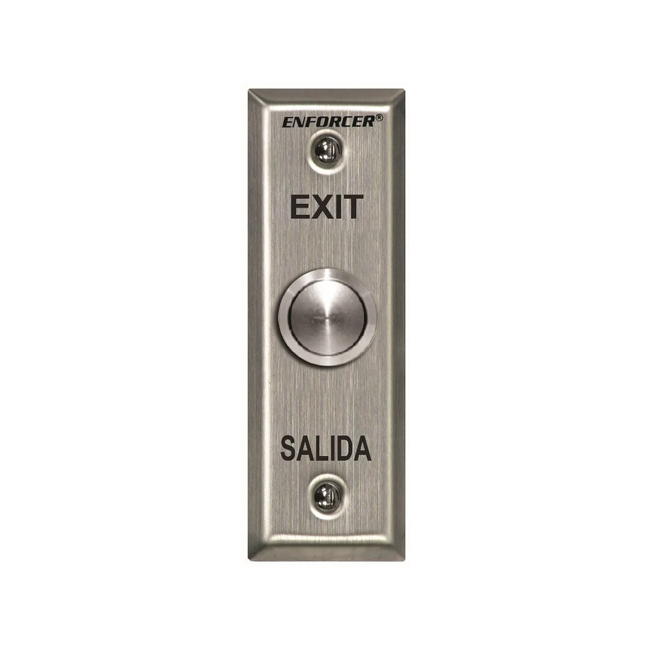 SD-7104SGEX1Q Seco-Larm Enforcer Vandal-Resistant RTE Slimline Wall Plate, Equipped With NO/NC (DPST) Switch, Switch Contact Rating 50A@24VAC, “EXIT” And “SALIDA” Silk-Screened On Plate