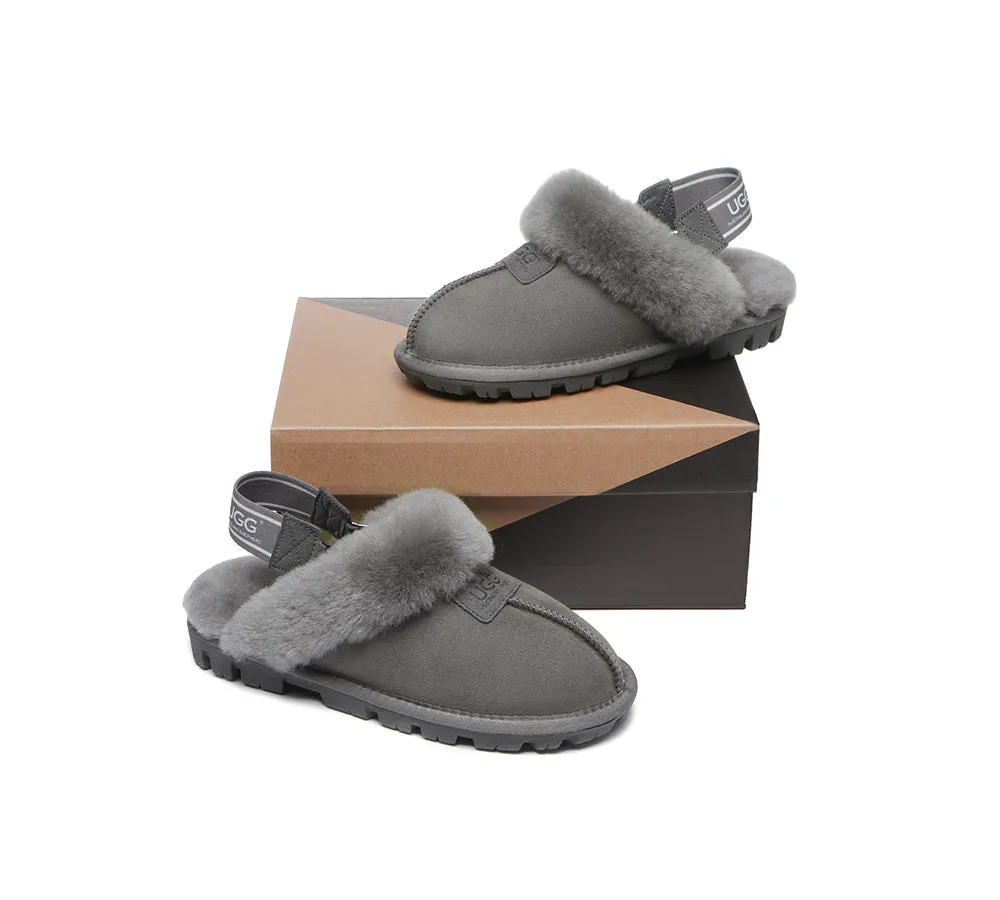 Sheepskin Wool Removable Strap Slingback Slippers Suzie