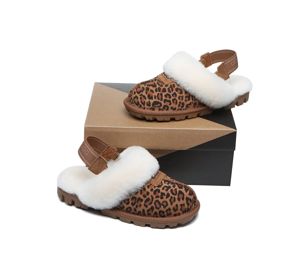 Sheepskin Wool Removable Strap Slingback Slippers Suzie