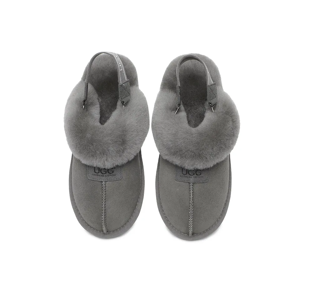 Sheepskin Wool Removable Strap Slingback Slippers Suzie