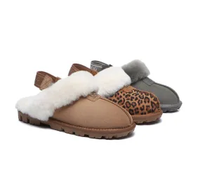 Sheepskin Wool Removable Strap Slingback Slippers Suzie