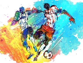 Sports Fabric, Watercolor Soccer Fabric Panel, 2114