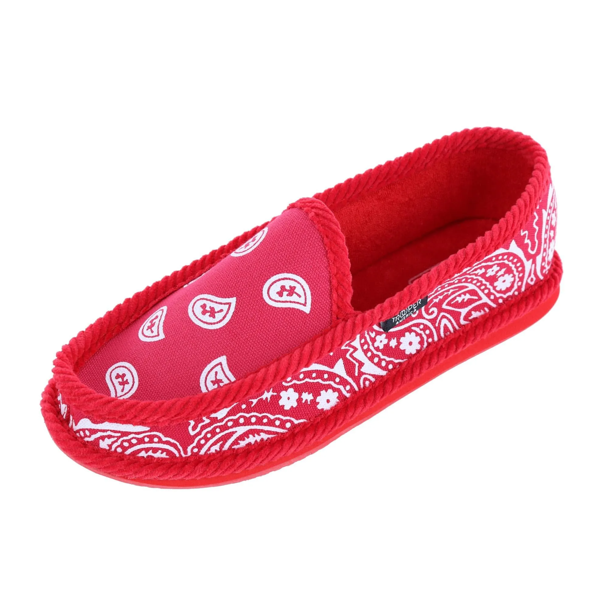 Trooper America Men's Bandana Print Slip On House Shoe Slipper