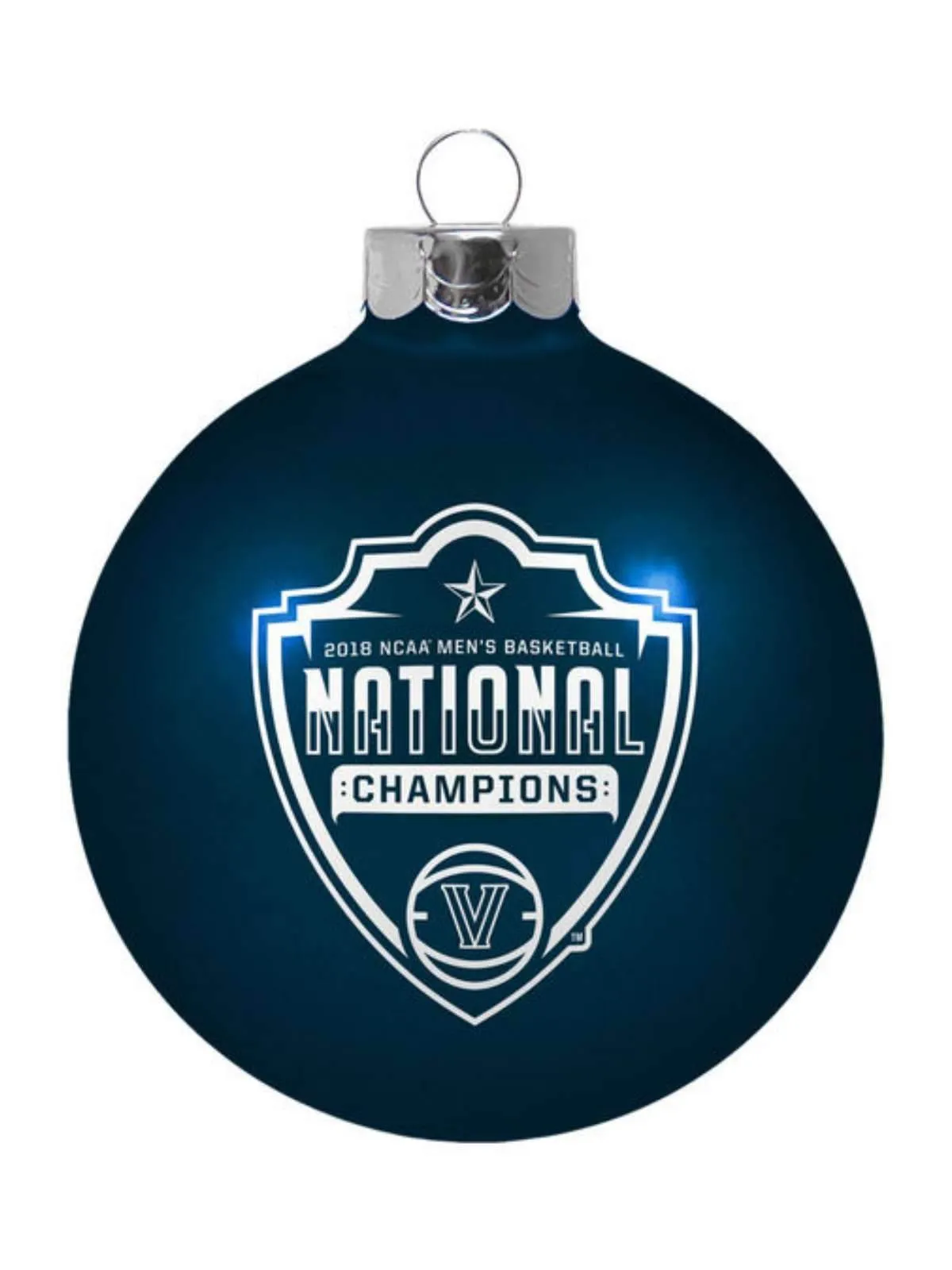 Villanova Wildcats 2018 NCAA National Champions Glass Christmas Tree Ornament