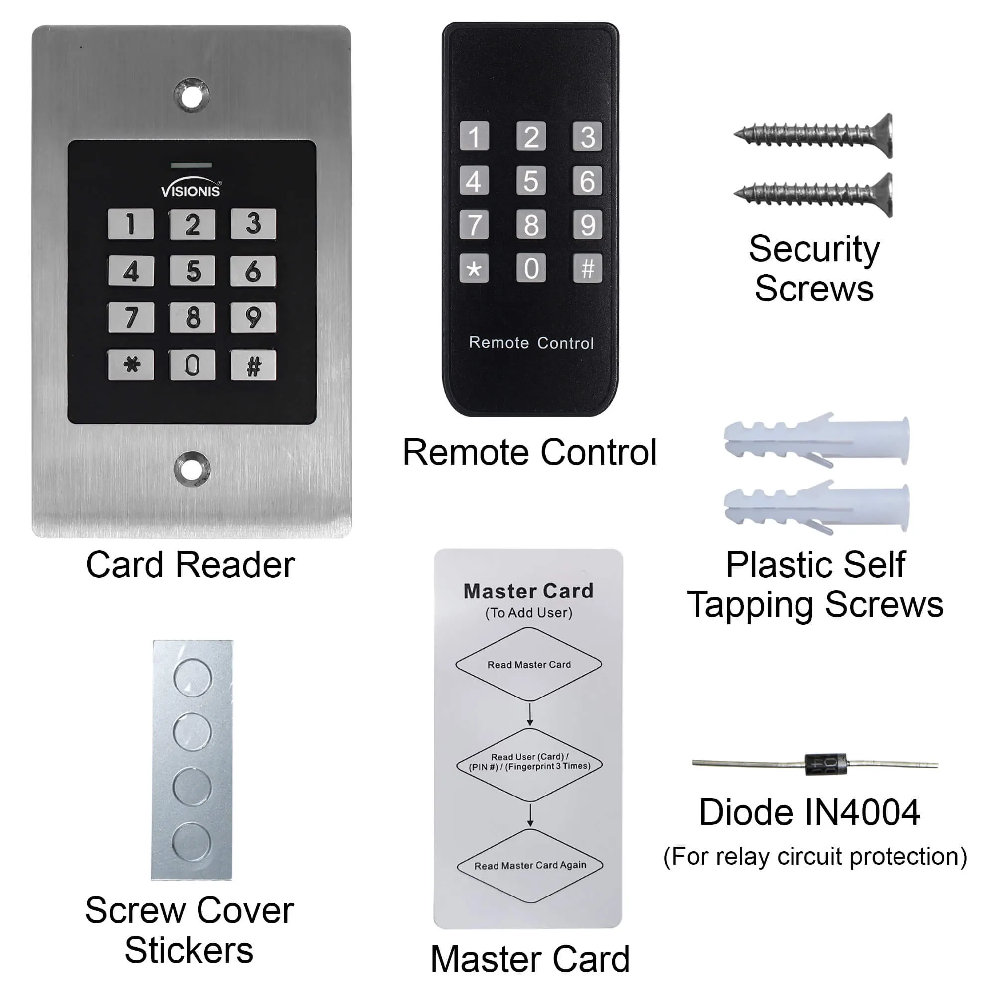 Visionis VIS-3029 – Indoor   Outdoor Rated IP66 Metal Access Control Standalone   Keypad   Card Reader Standalone   Wiegand 26   1000 EM Cards   Flush Mount Design