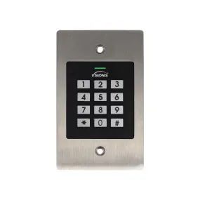 Visionis VIS-3029 – Indoor   Outdoor Rated IP66 Metal Access Control Standalone   Keypad   Card Reader Standalone   Wiegand 26   1000 EM Cards   Flush Mount Design