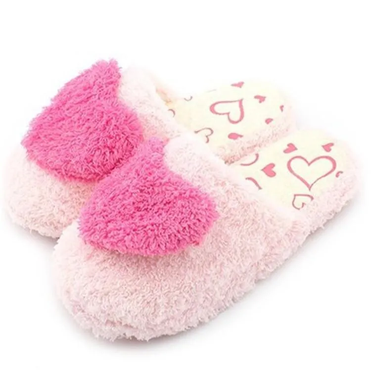 Women's cute heart slippers soft plush warm house shoes