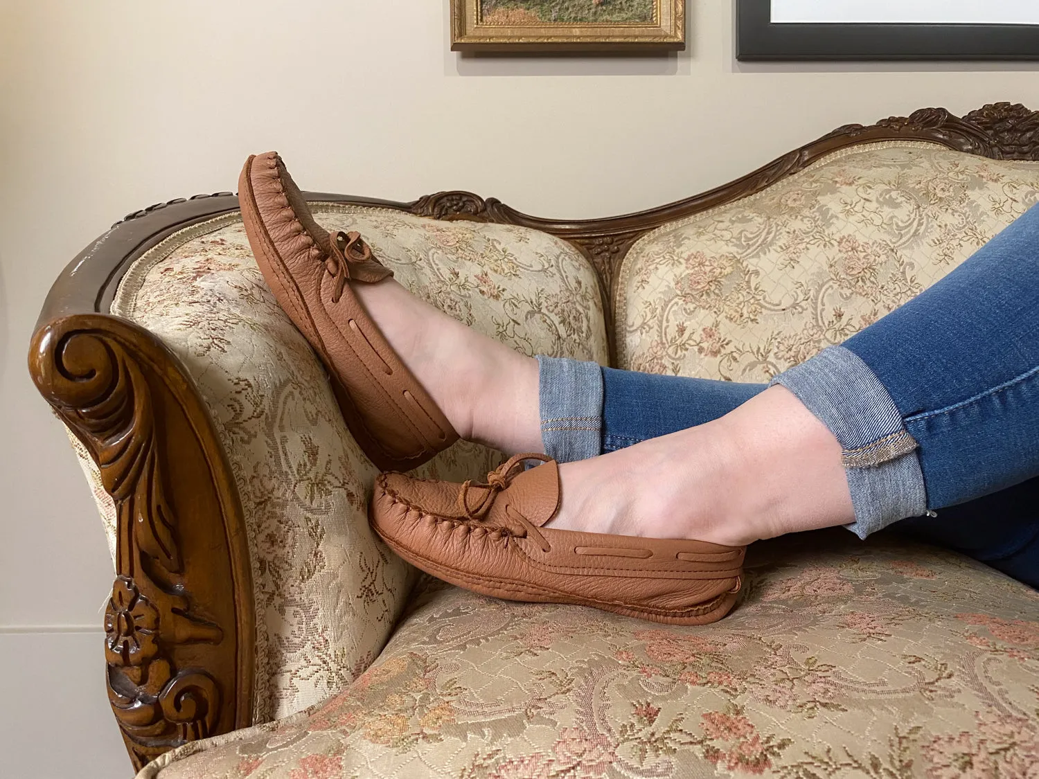 Women's FINAL CLEARANCE Maple Wide Leather Moccasins (5, 6 & 7, 10 ONLY)